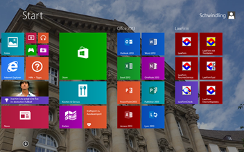 Windows 8.1 Anwaltssoftware Labortests - Metro-App Start-Oberflche mit installiertem LawFirm Professional Echtsystem